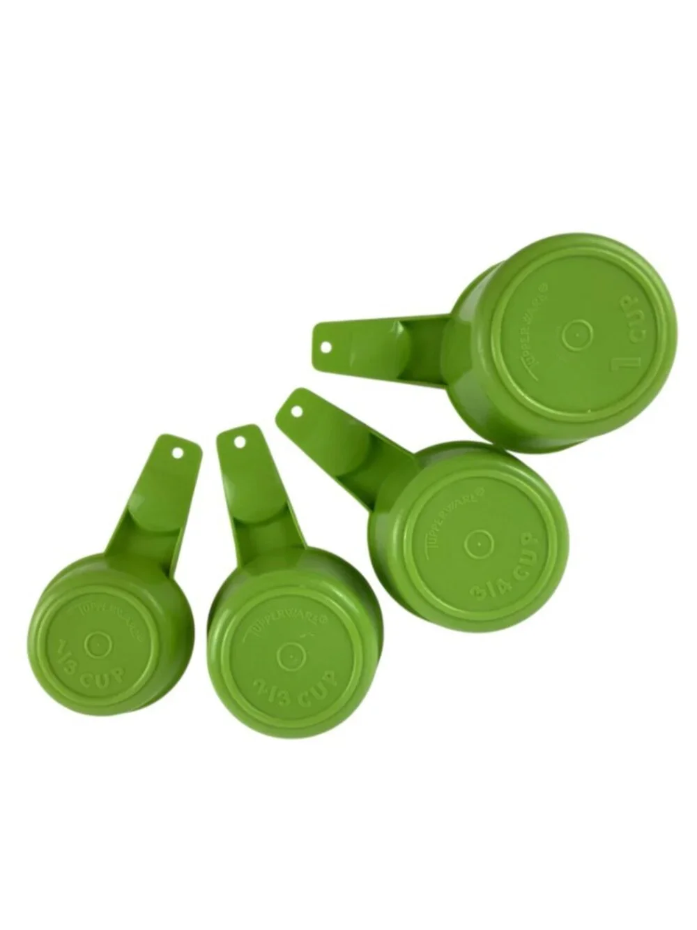 Vintage Tupperware Measuring Cups Set Of 4 Green Plastic 1 To 1/3 Cup